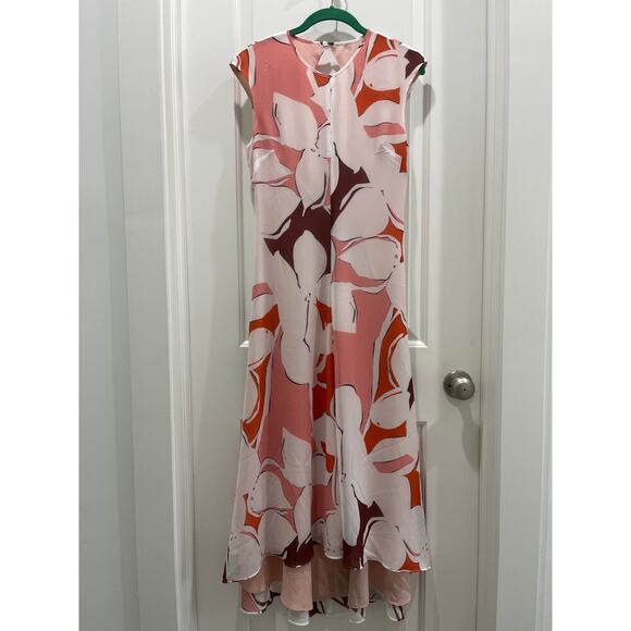 NWT Reiss Becci Printed Sleeveless Open Back Midi Dress in Red Sz 4 - Picture 2 of 10